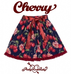 Pretty Rock Baby -Large Cherry- Casual Lolita Skirt