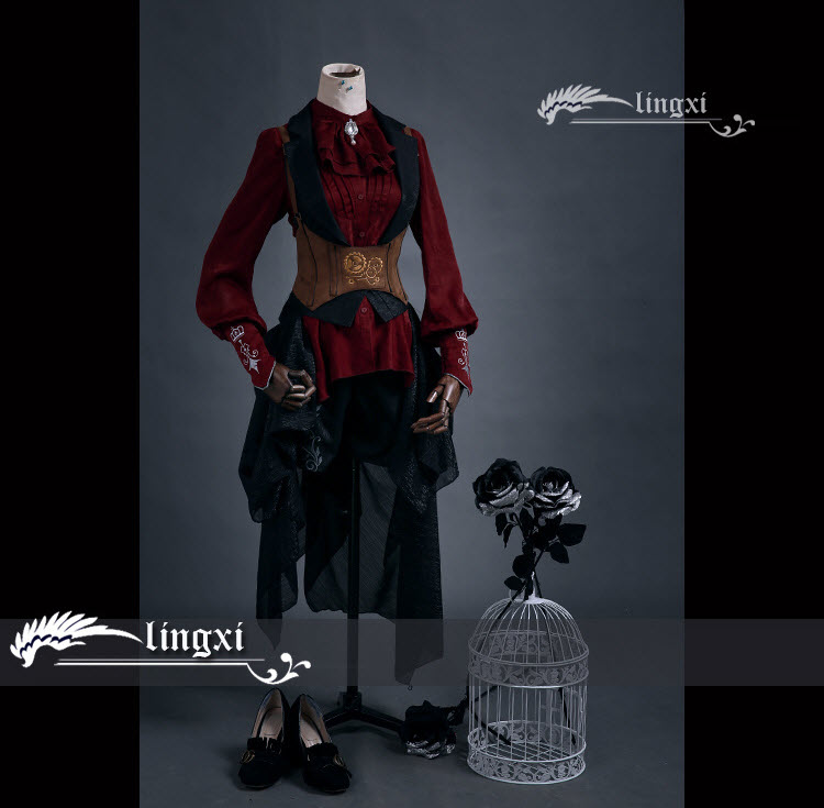 Lingxi -Back To Victorian Era- Gothic Ouji Lolita Embroidery Corset with Overlay