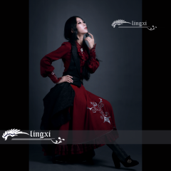 Back To Victorian Era Blouse + Skirt + Vest Set - SAVE 12.98USD