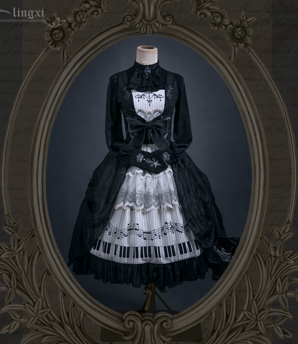 Lingxi -The Victorian Piano- Vintage Classic Lolita Embroidery Jumper Dress - SAME DAY SHIPPING
