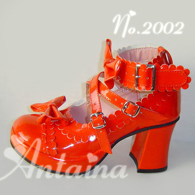 Glossy red & 3 straps + 7.5cm heel + 3cm platform