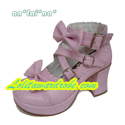 Matte pink & 3 straps + 7.5cm heel + 3cm platform