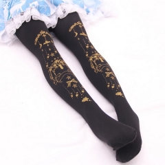 Flying Bat At Starry Night 100D Velvet Lolita Tights