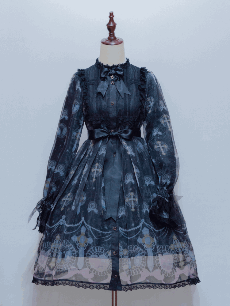 Angelcat Jeweled Crosses Gothic Lolita OP Dress Angelcat Jeweled Crosses Gothic Lolita OP Dress