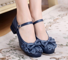 Japanese Round Toe Low Heels Sweet Lolita Shoes - Same Day Shipment