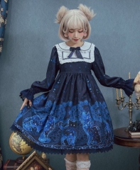 Secret Garden Lolita -A Constellation of Cats- Lolita Collar OP Dress