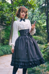 Surface Spell -Gothic Academy- Striped Lolita High Waist Skirt