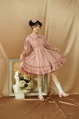 Pure Love Unicolor Chiffon Mid-length Sleeves Peter Pan Collar Classic Lolita OP Dress