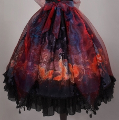 Eden Lost -Goldfishes In Lotus Pond- Wa Lolita Overskirt and Hairclip