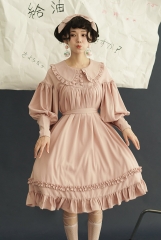 Pure Love Unicolor Chiffon Long Sleeves Peter Pan Collar Classic Lolita OP Dress