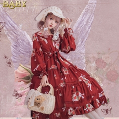Lucky BABY -Lily's Garden- Vintage Classic Lolita OP Dress (Printed Version)