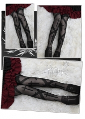 Yidhra -Thorns Cross- Gothic Lolita Thigh High Socks