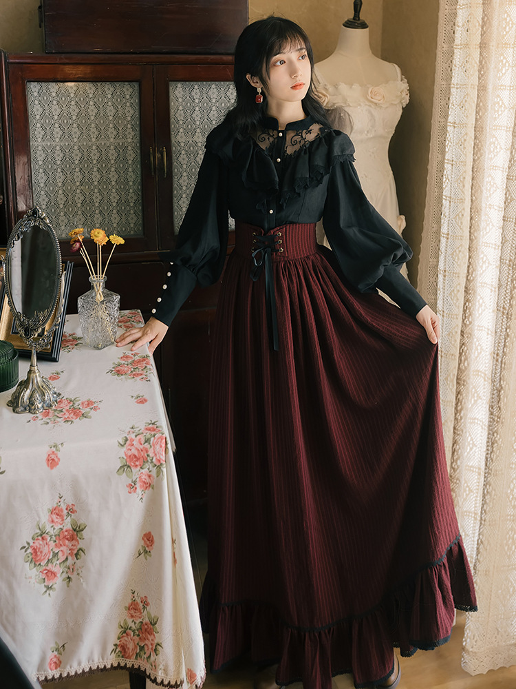 Vintage European Maiden Lolita Blouse and Skirt Set