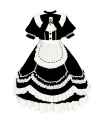 WithPuji -Good Morning The Cute Housekeeper- Vintage Classic Lolita OP Dress and Apron Set
