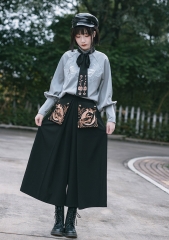 The Mysterious Demons Embroidered Wa Lolita Wide-Leg Trousers