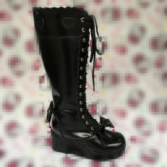 Antaina Black Size Zip Lolita High Platform Thigh Boots