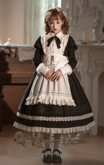 Junior Maid Long Sleeves Lolita OP Dress and Apron Set