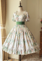 Forest Wardrobe -Flowers Blooming Like A Piece of Brocade- Lolita OP Dress