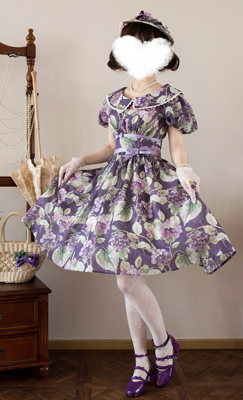 Forest Wardrobe -Sweet Grapes- Vintage Classic Lolita OP Dresses