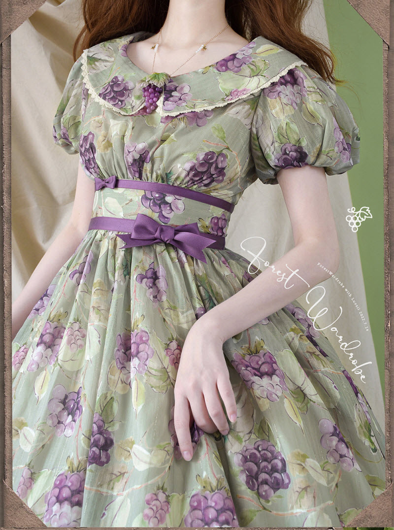 Classic Lolita Forest Grapes- -Sweet Dresses Wardrobe OP Vintage
