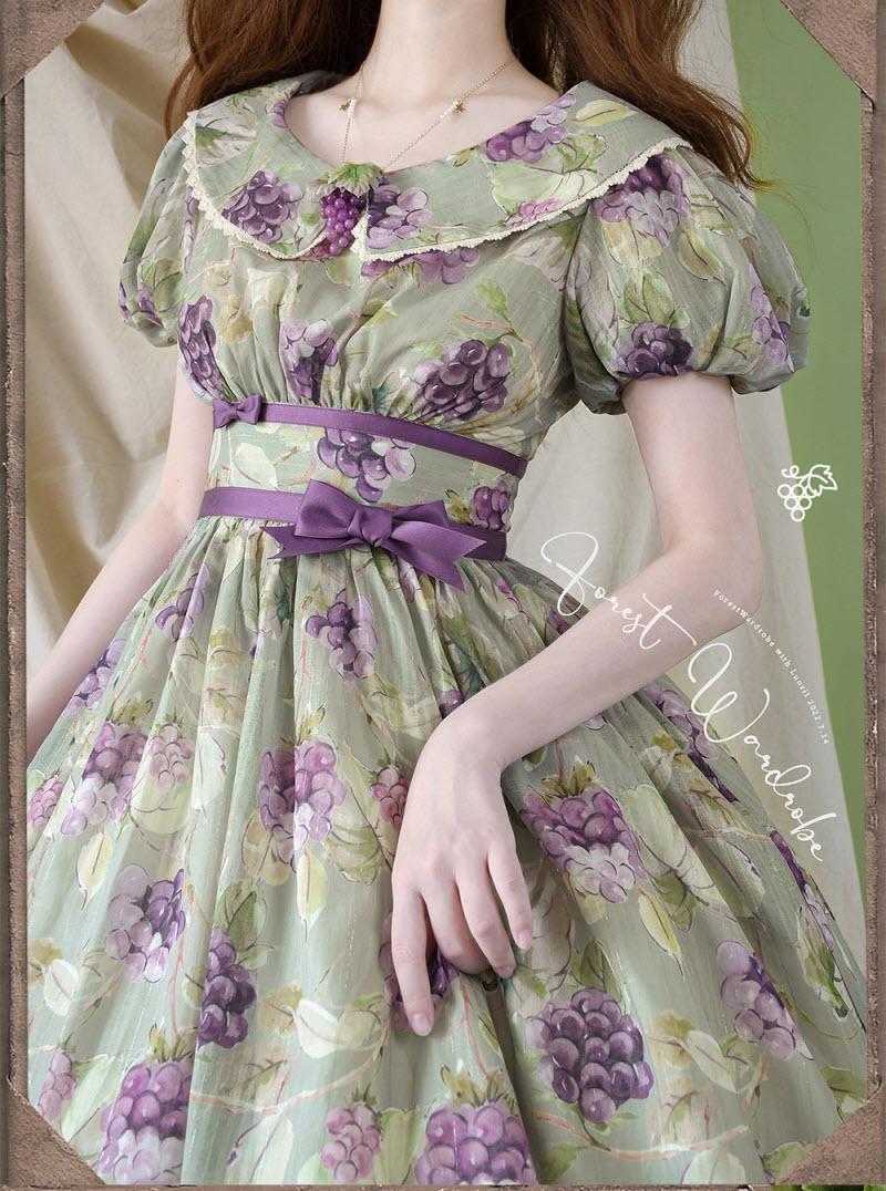 Forest Wardrobe -Sweet Grapes- Vintage Classic Lolita OP Dresses