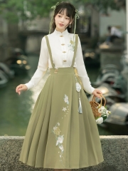 Spring Outing in Jiangnan Hanfu Style Qi Lolita Blouse and Skirt Set