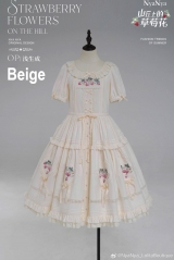 Strawberry Flowers on the Hill Vintage Classic Lolita OP Dress