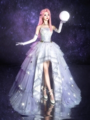 Nikki Tomorrow -Interstellar Princess- White X Purple Colorway Lolita Top Wear and Skirt Set