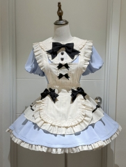 (Blue X Beige Colorway) HawBerry -Little Princess's Maid- Lolita OP Dress and Apron Set