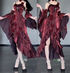 Amour -Burgundy Promise- Vintage Classic Lolita Fishtail Dress