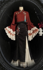ROSERUINS -Camellia and Snake- Qi Lolita New Chinese Style Lolita Top Wear and Jumper Dress