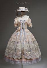 ZUO -Romantic Rose- Vintage Classic Lolita Jumper Dress And Overskirt Set