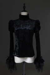 LilithHouse -Horrible House- Velvet Puff Sleeves Lolita Blouse