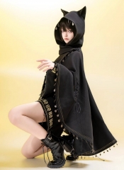 Princess Chronicles -Black Cat- Gothic Lolita Ouji Cape, Blouse and Shorts
