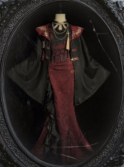 ROSERUINS -Snake Girl- Black X Red Colorway Qi Lolita Cheongsam Dress and Matching Cape